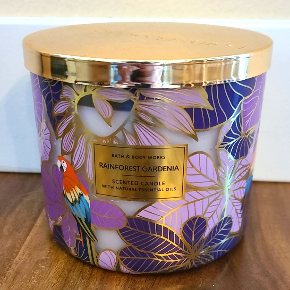 RAINFOREST GARDENIA 3 Wick Candle Bath And Body Works